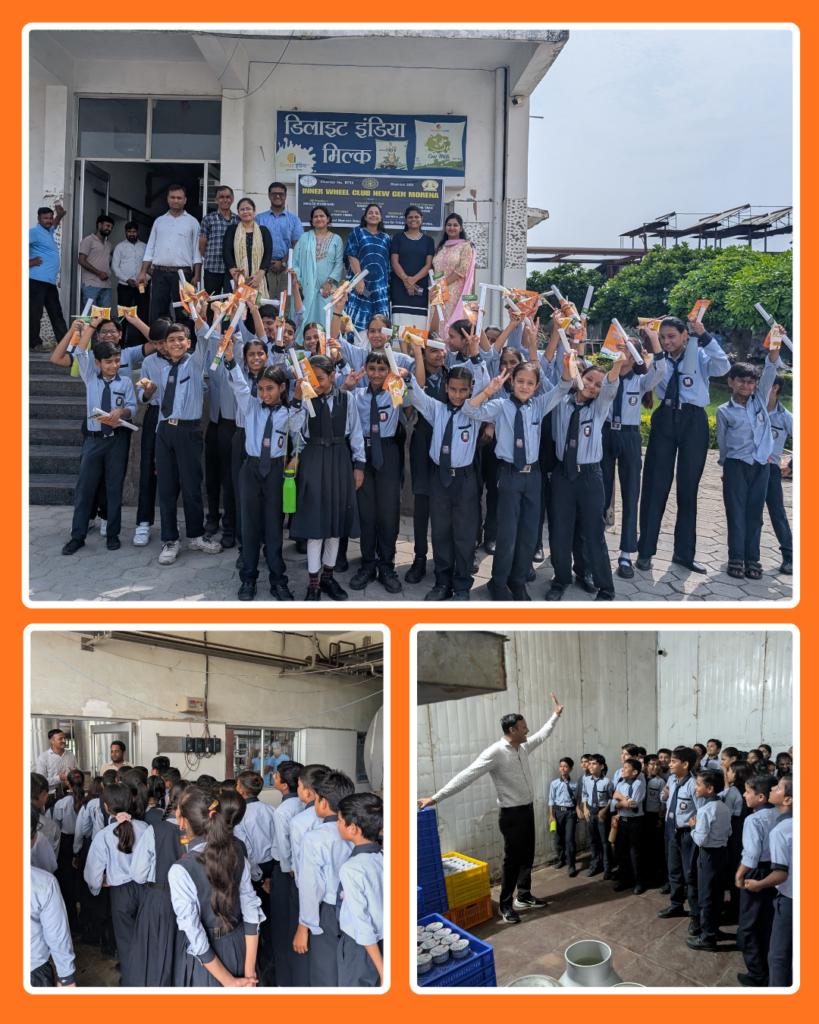 Group photograph of students inside the cold storage section of Delight India Milk Plant